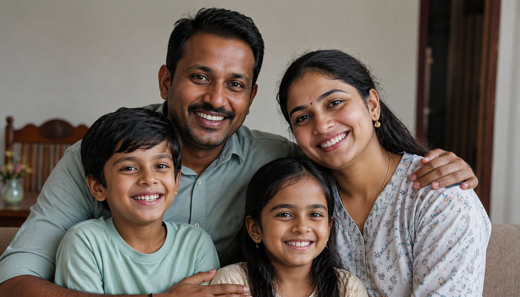 Happy Indian family protected with life insurance